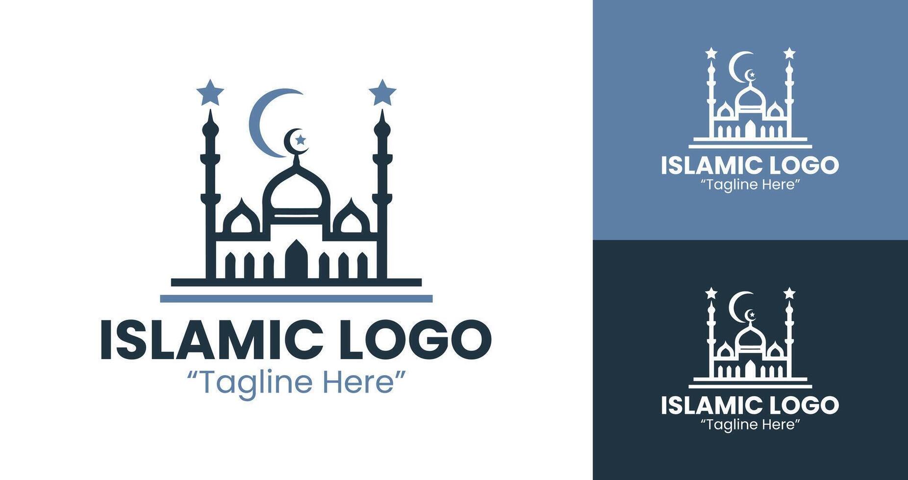 Elegant Mosque Logo Design with Crescent Moon and Dome for Branding vector
