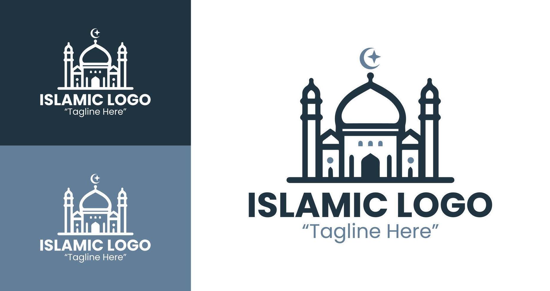 Stylish Mosque Logo with Crescent and Stars for Modern Branding vector