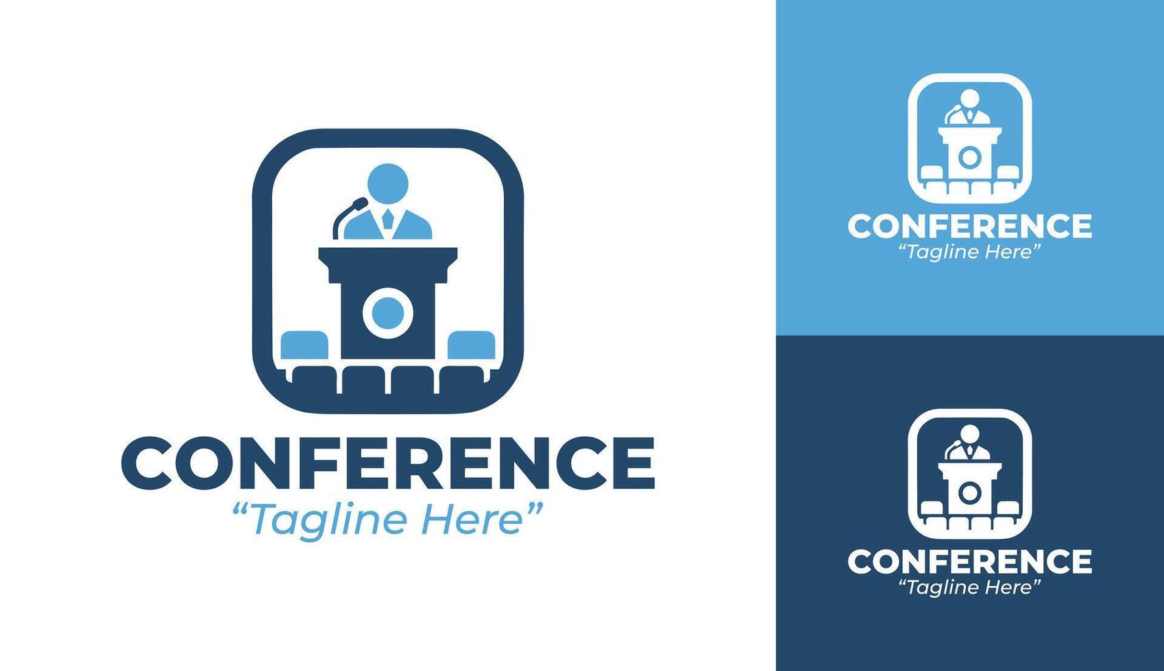 Minimalist and Professional Conference Logo in Blue for Corporate Event Branding vector