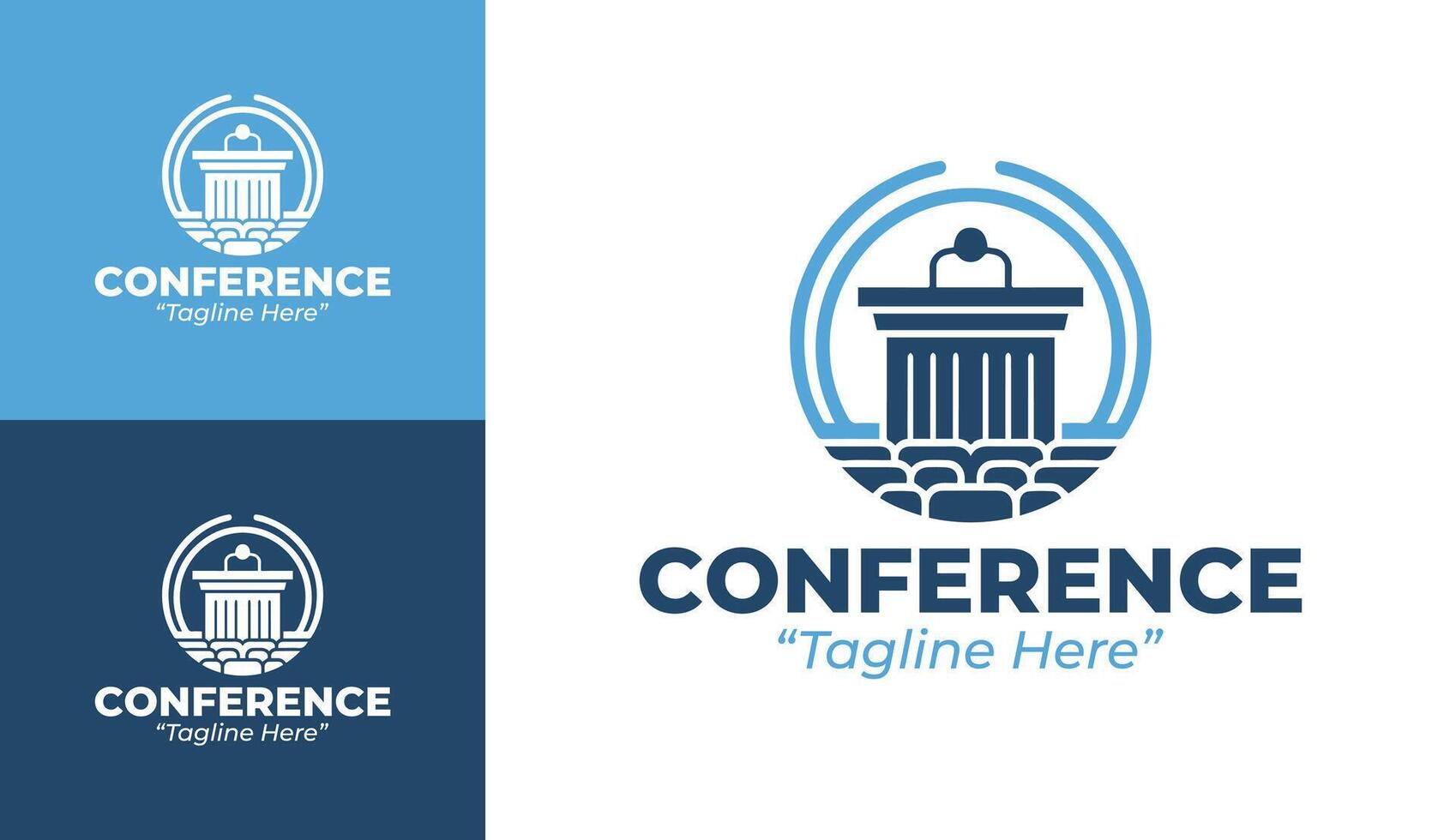 Corporate and Professional Conference Logo in Blue for Event Branding vector