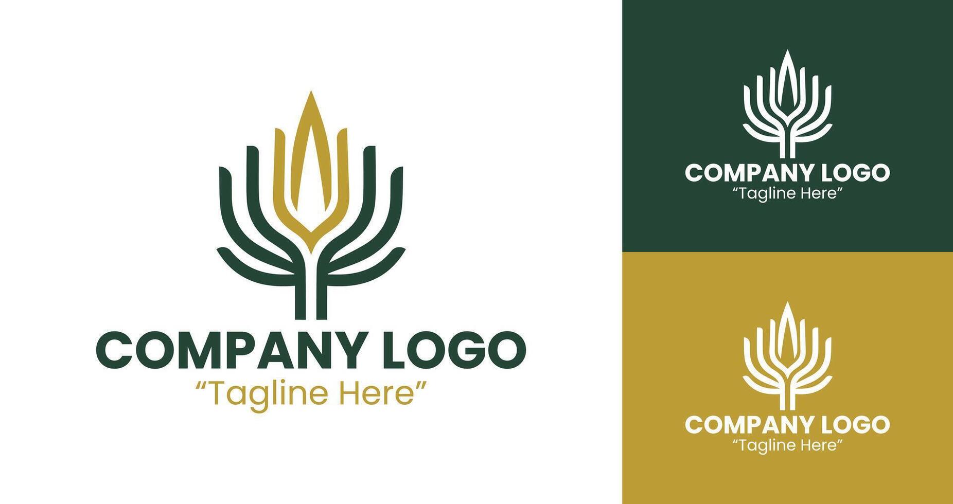 Professional and Creative Logo Designs for Business and Branding in Gold and Dark green vector