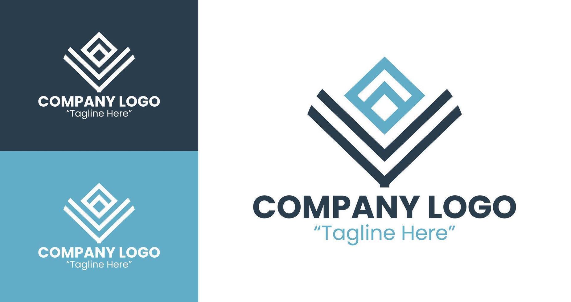 Modern Custom Logos for Branding Corporate and Business Identity in Sky Blue and Dark Blue vector