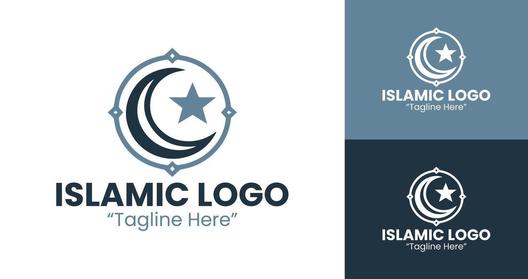 Professional and Elegant Islamic Logo Designs with Crescent and Star for Branding vector