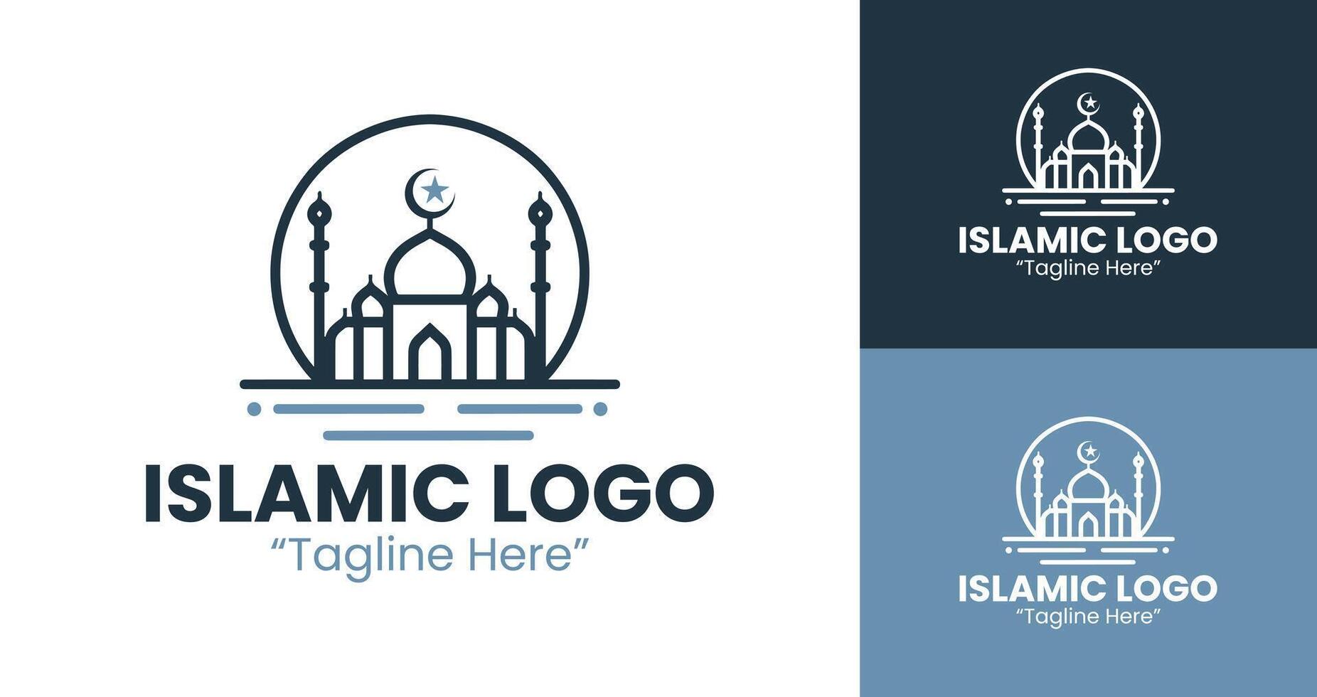 Professional Mosque Logo with Dome and Crescent for Islamic Branding vector