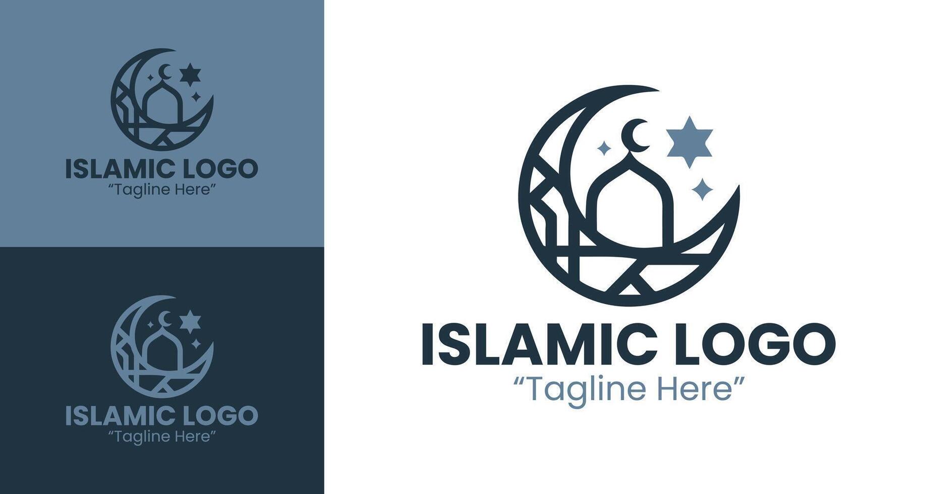 Modern and Minimalist Islamic Logo with Geometric Design and Sacred Symbols vector