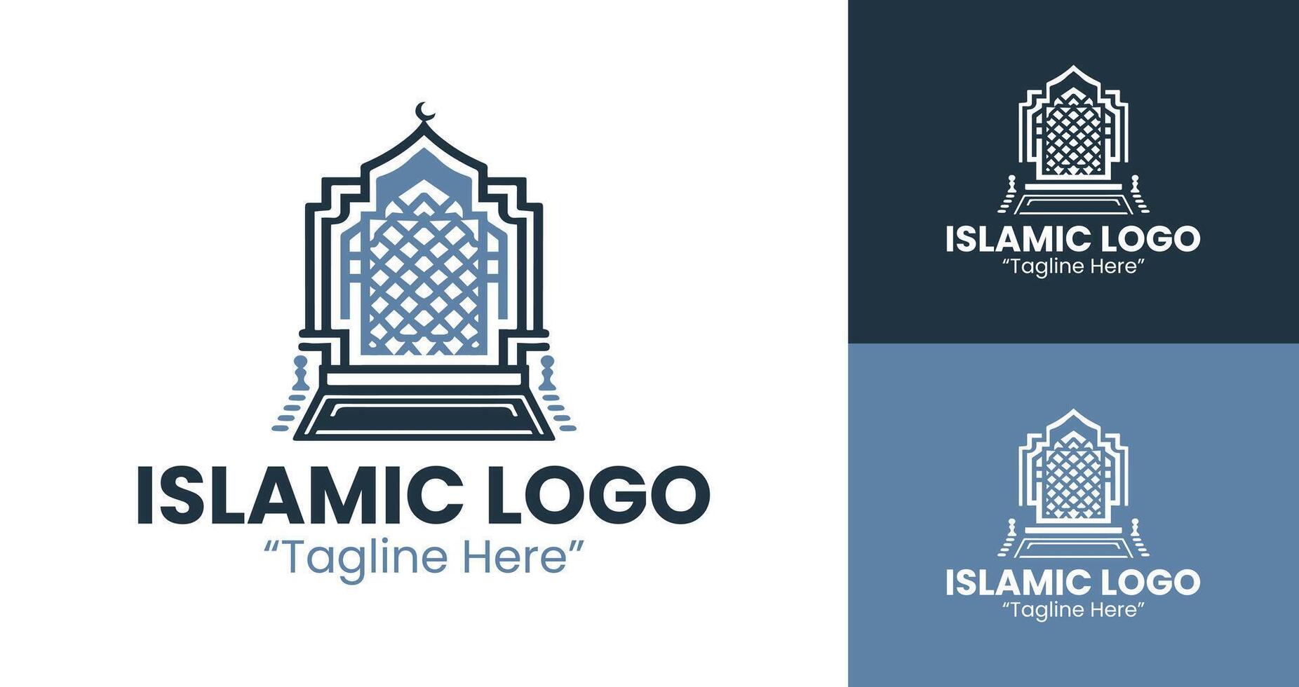 Elegant Prayer Mat Logo Design with Islamic Patterns for Corporate Branding vector