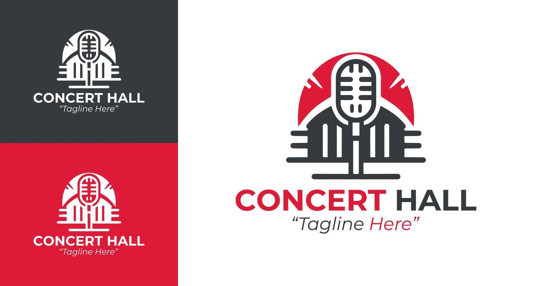 Dynamic Concert Hall Logo with Microphone and Event Vibes vector