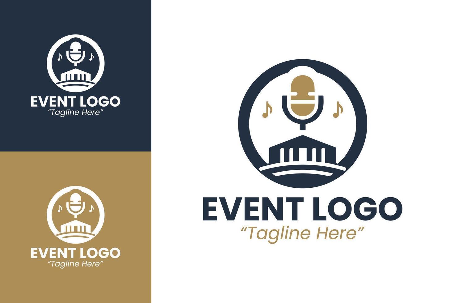 Premium Event Branding Logos for Music and Performance Venues in Blue and Gold vector