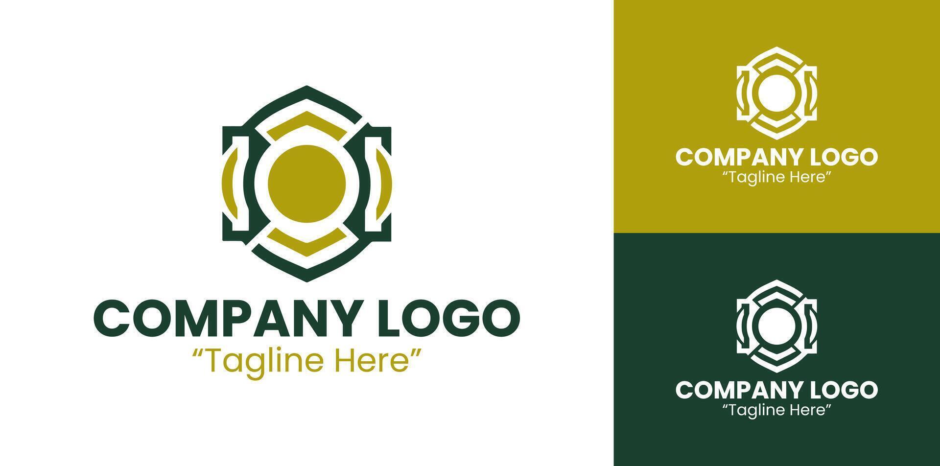 Modern Geometric Logo Design for Corporate and Digital Branding in Gold and Dark Green vector
