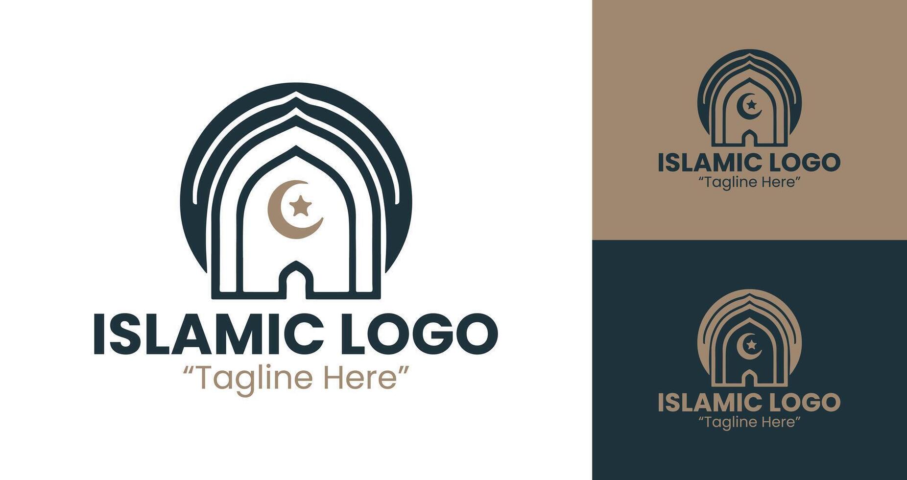 Creative Islamic Logo with Professional Branding and Simple Geometric Shapes in Blue vector