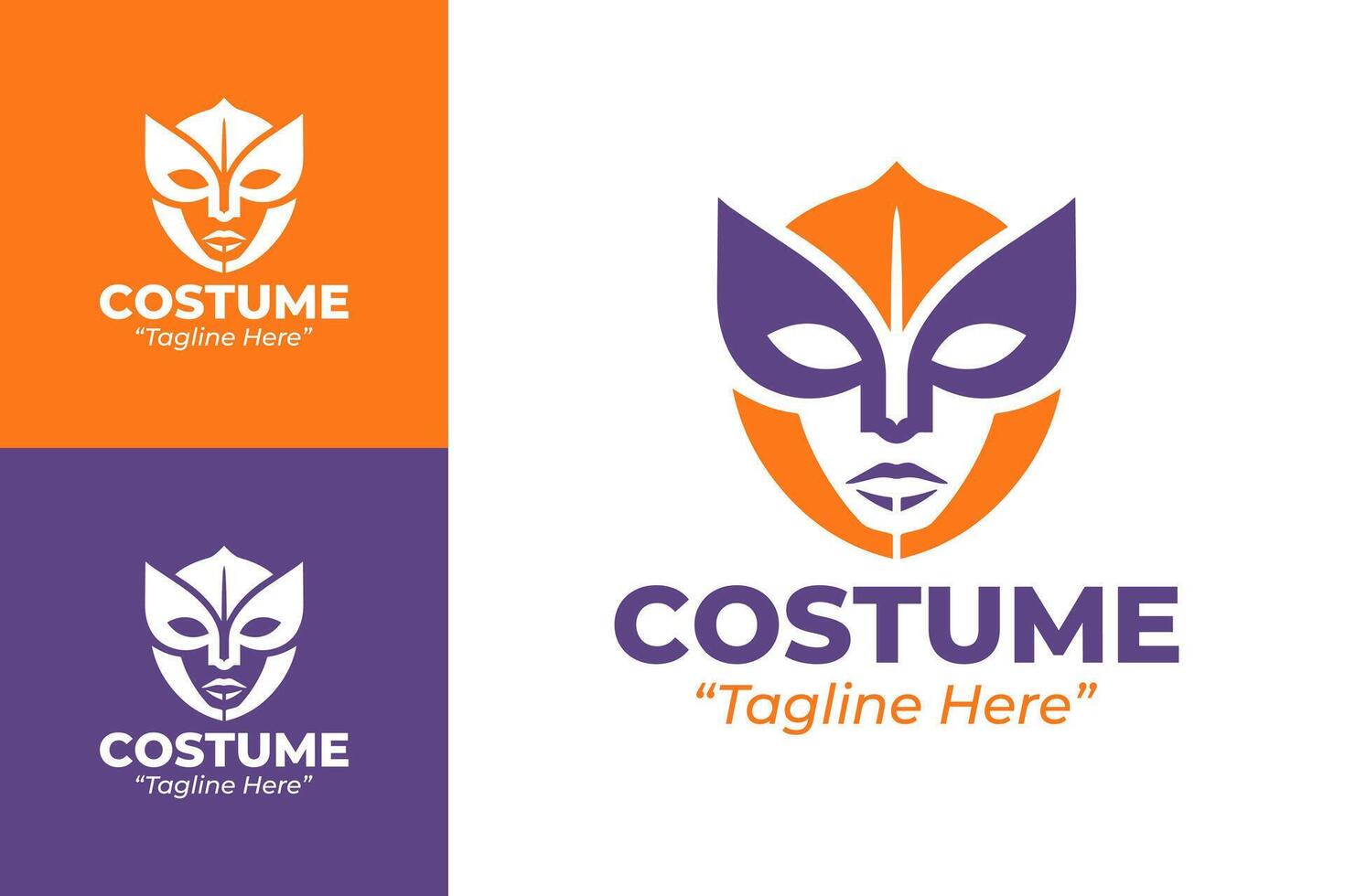 Creative Purple and Orange Costume Logo Design for Branding and Event Promotion vector