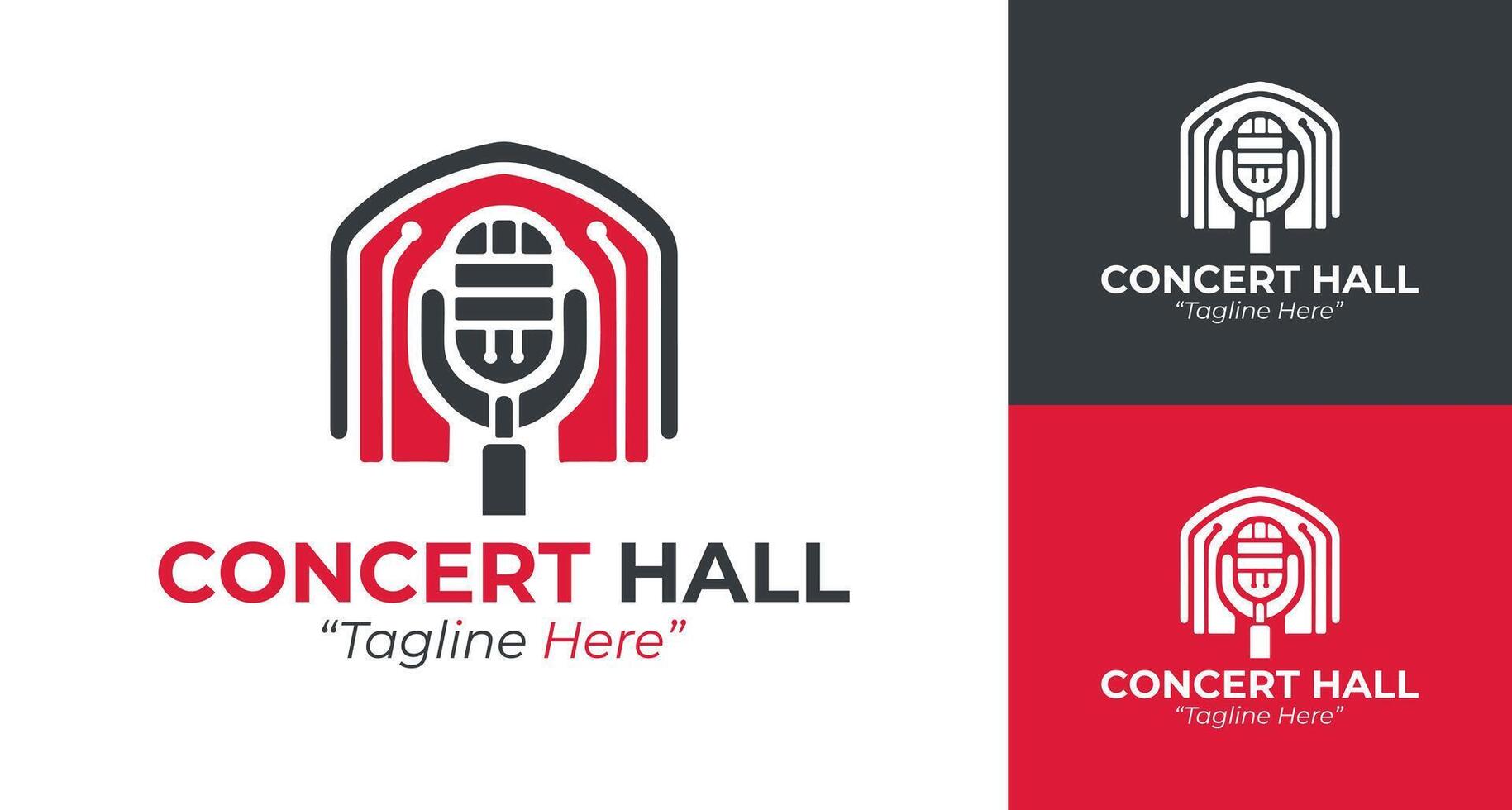 Elegant Concert Hall Logo with Sound Waves and Microphone Icon vector
