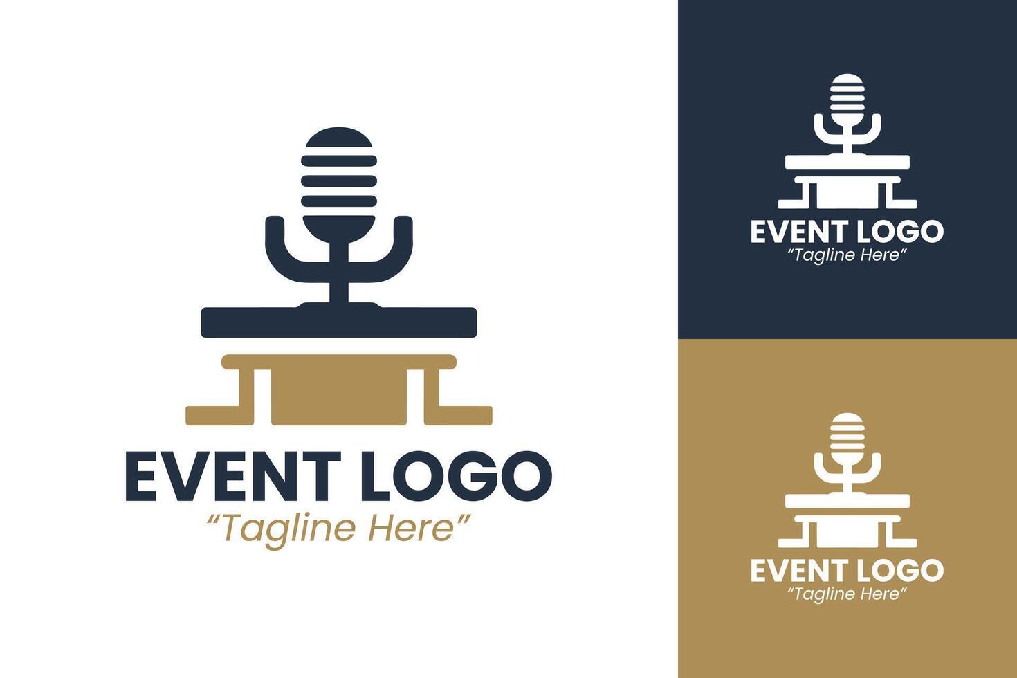 Modern Event Logo Designs for Concerts and Music Shows with Microphone Symbol vector