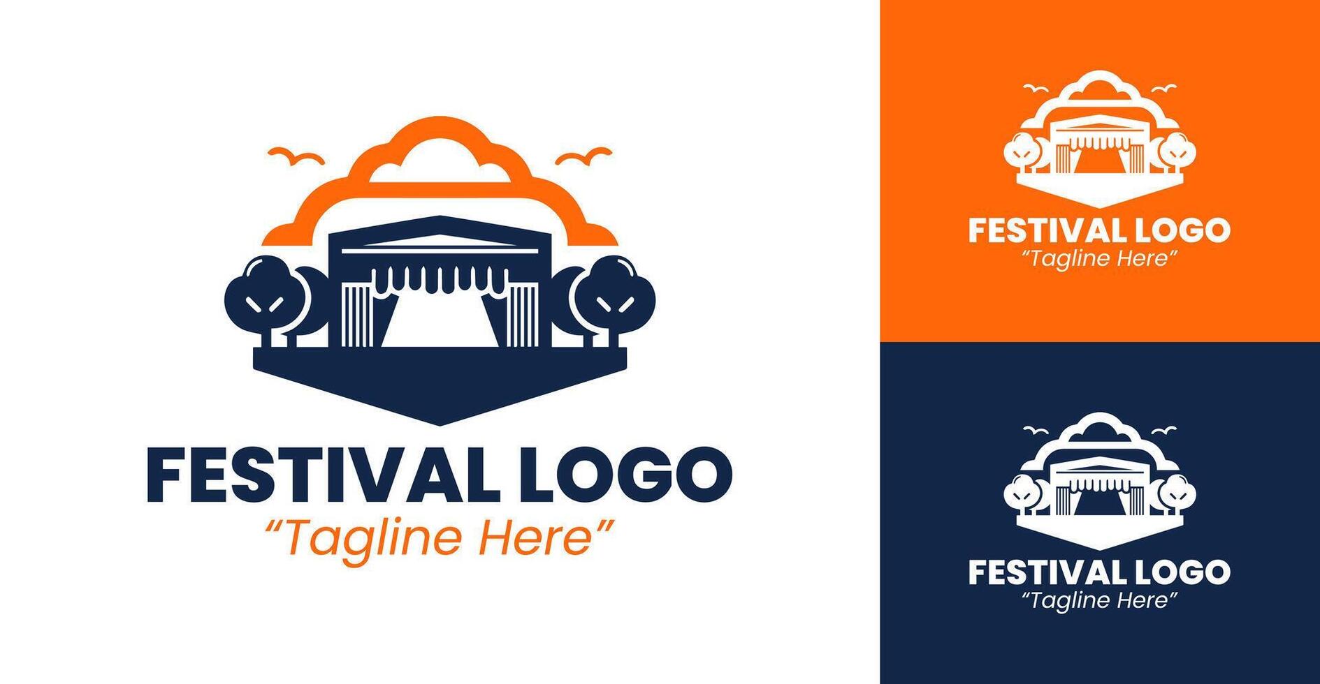 Vibrant and Bold Festival Logo Designs with Modern Stage and Natural Elements vector