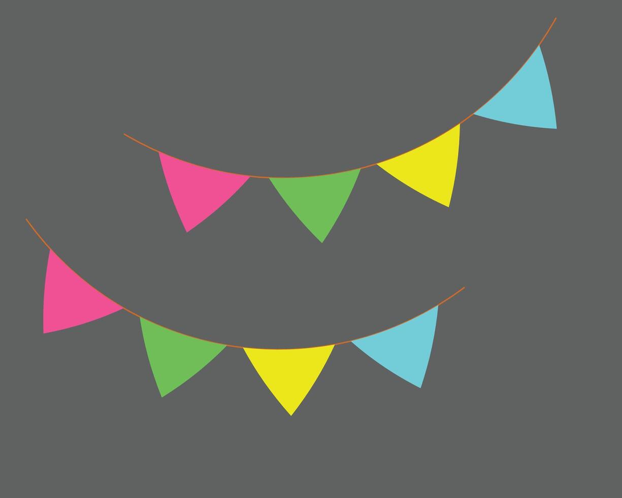 Party flags. Decorative pennant banners. Colorful bunting flags. Used for birthday decoration, celebration or a festive. vector