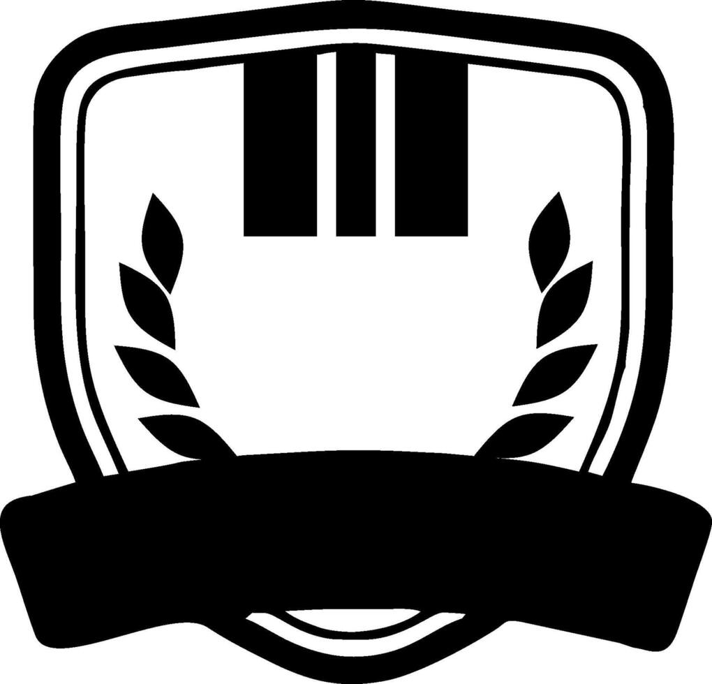 Black White Shield Laurel vector