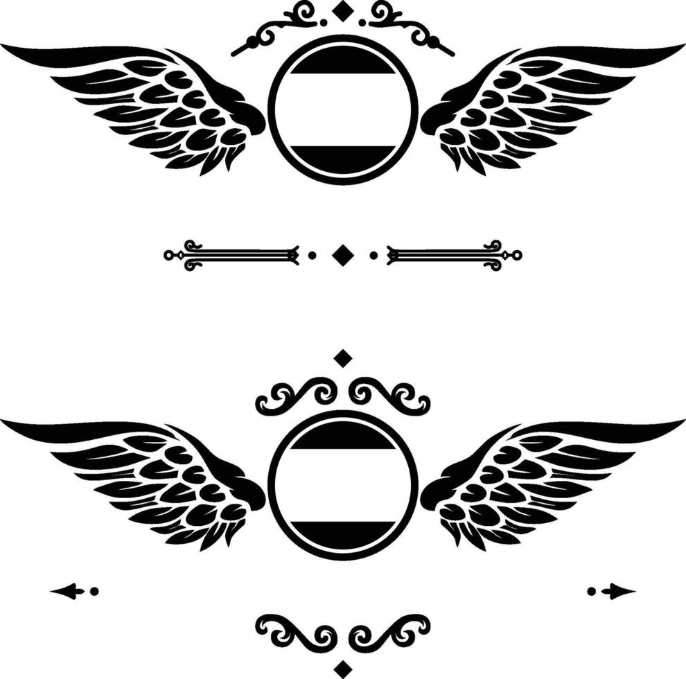 Black White Winged Emblems vector