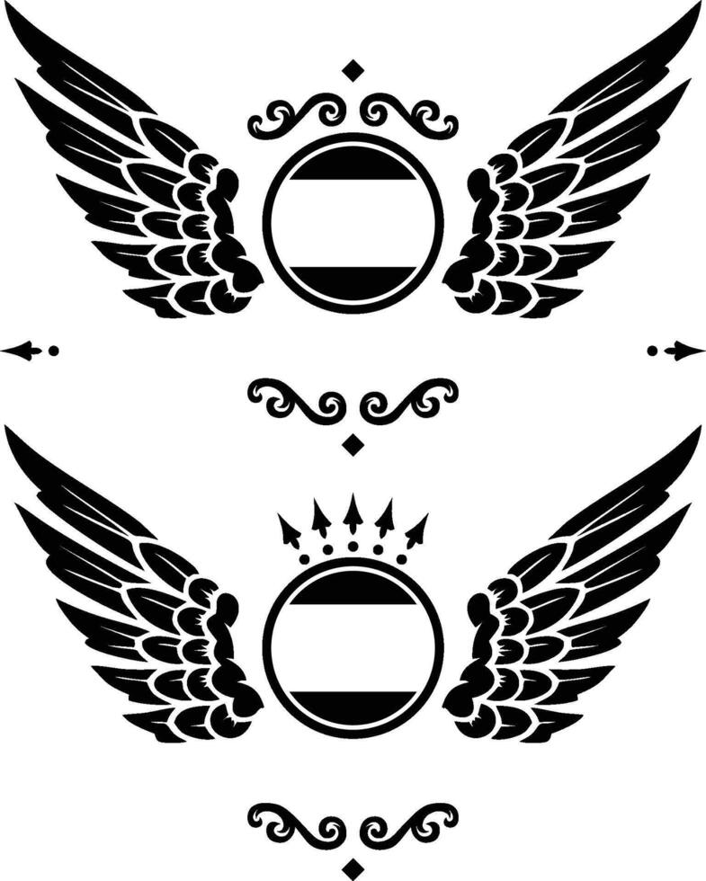 Winged Circle Crown Emblem vector