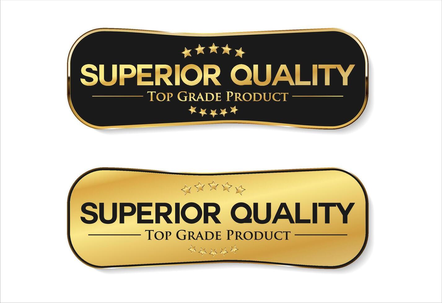 Modern Premium Quality badge design featuring a stylish gold and black color palette on a clean white background vector