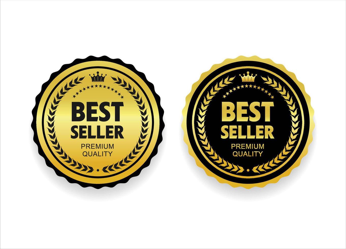 Best Seller Gold and Black Badge Premium Label for Product Highlights and Promotions vector
