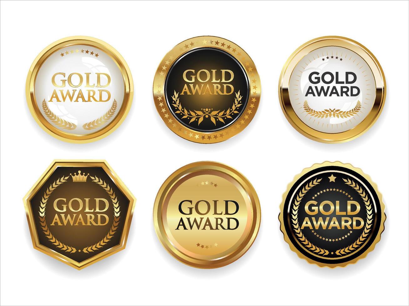 Gold Medal Award badge and emblem illustration isolated on white background vector
