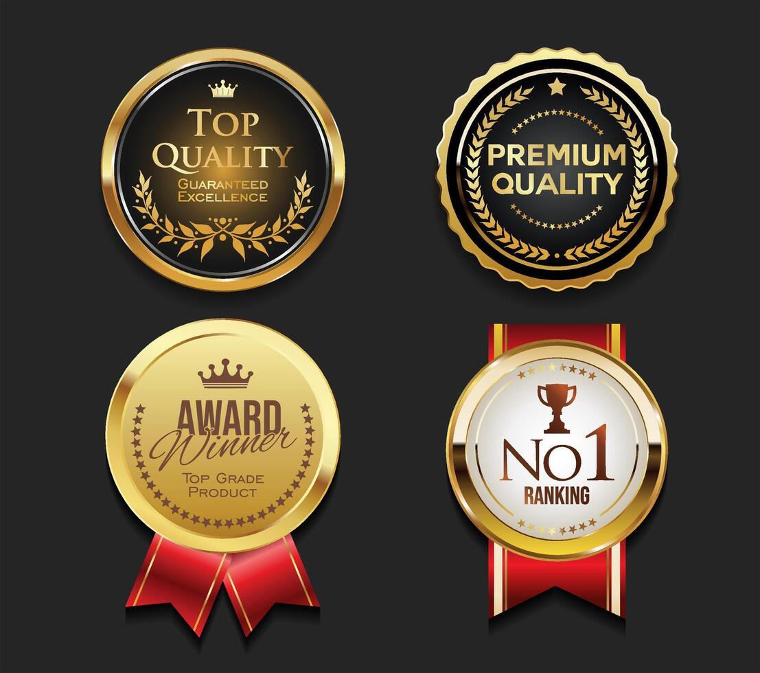 Best Seller and Premium Quality Golden Badge Premium Label for Product Highlights and Promotions vector