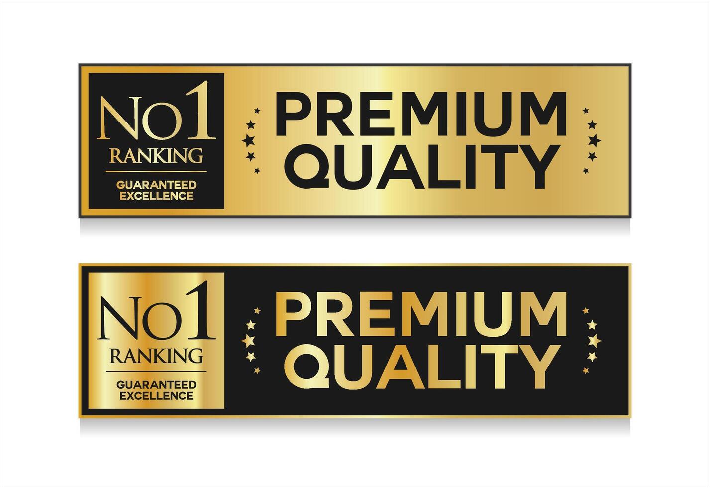 Modern Premium Quality badge design featuring a stylish gold and black color palette vector