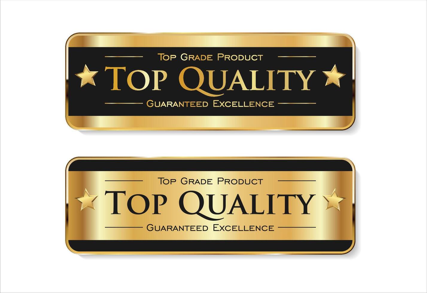 A luxurious and modern Premium Quality badge design featuring a stylish gold and black color vector