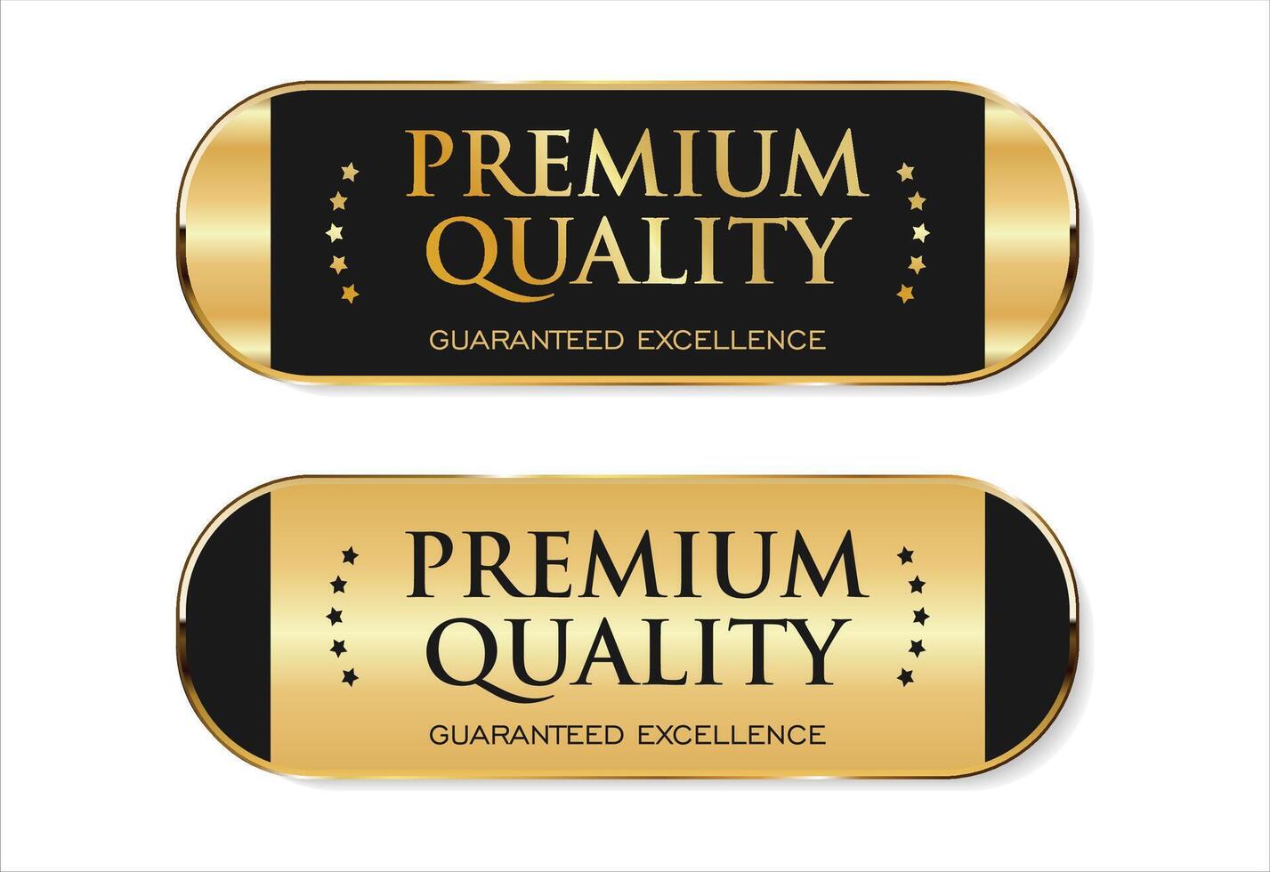 A luxurious and modern Premium Quality badge design featuring a stylish gold and black color palette vector