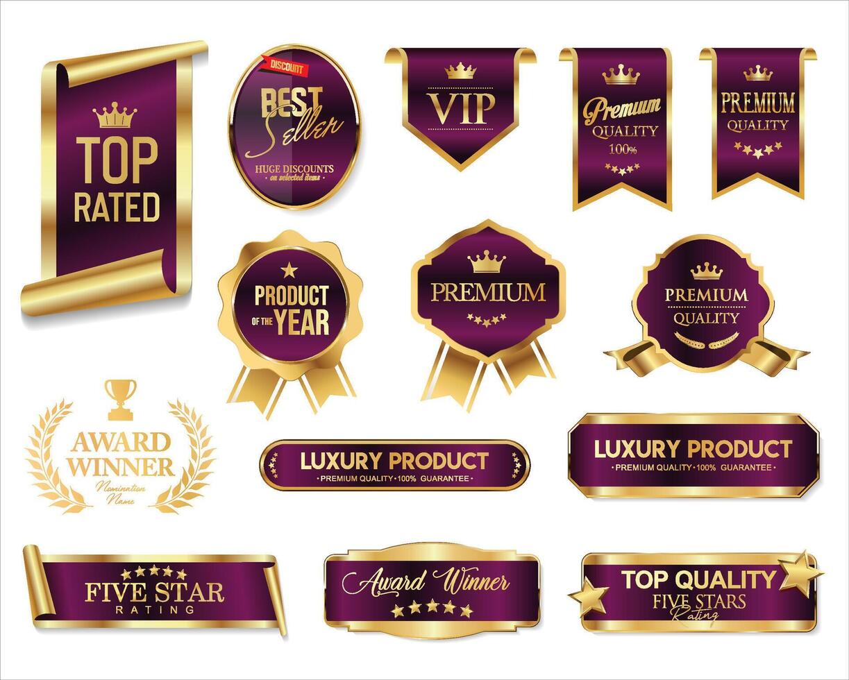 Premium quality product labels and badges vector