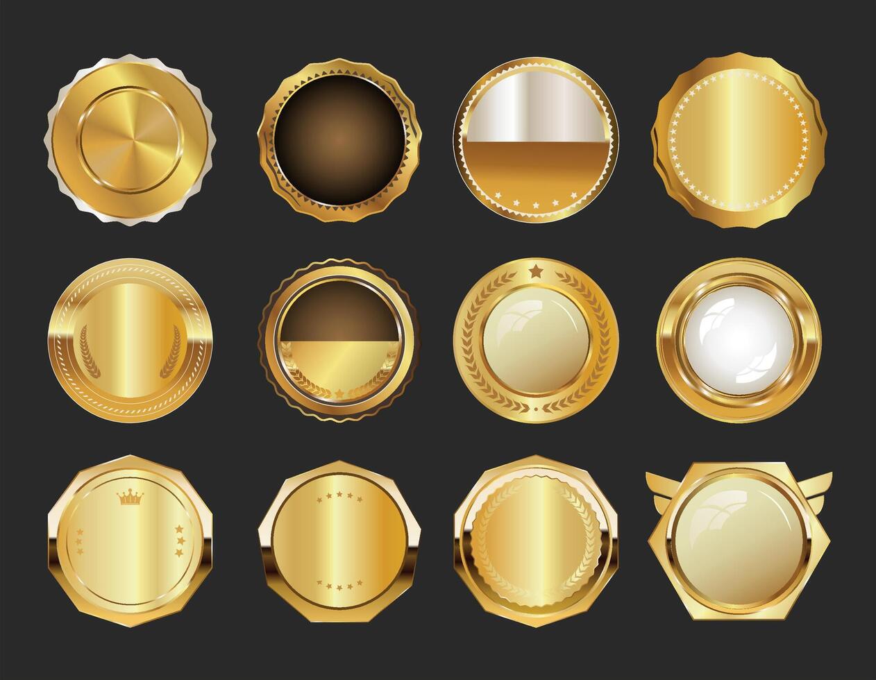 Elegant gold badges collection vector