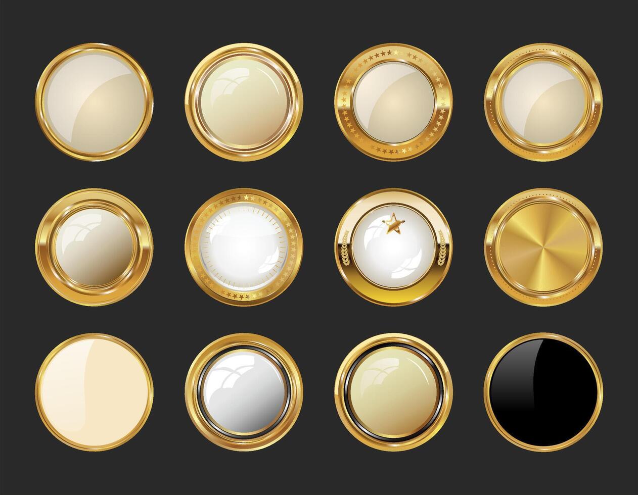 Gold button collection for design purposes vector