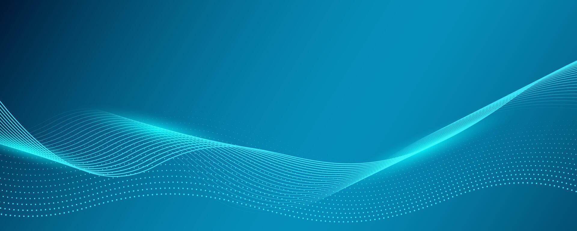 Dark blue background future technology concept. Abstract dynamic line wave flowing particle. Suitable for banner,poster, cover, brochure, flyer, website vector