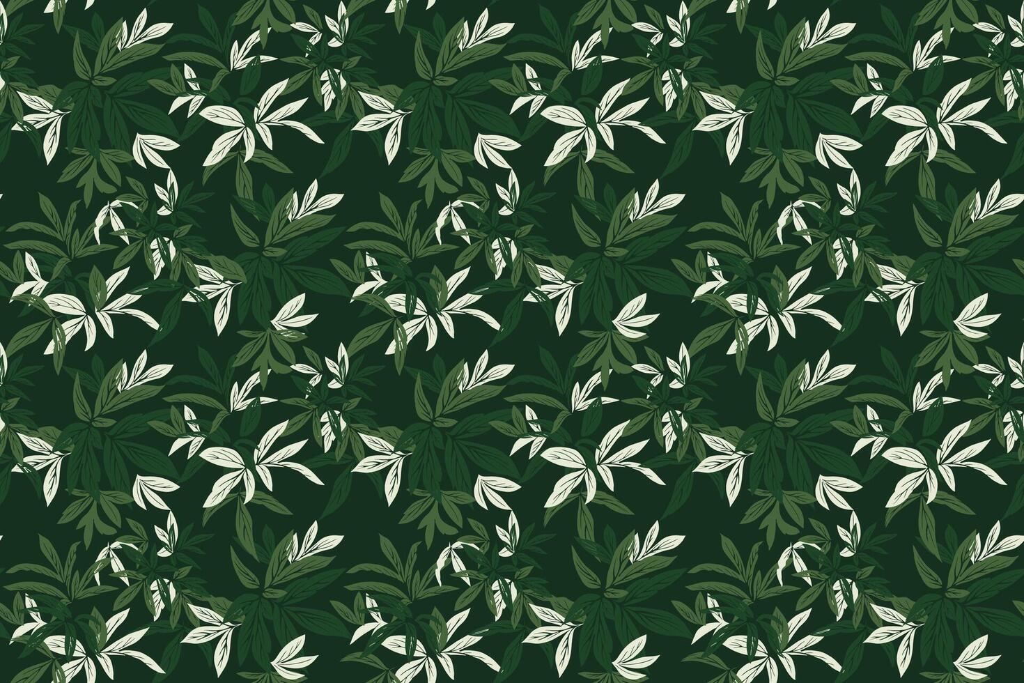 Seamless pattern with bold tropical leaves in green and deep on a dark background. Stylish botanical design for fabric, packaging, wallpapers, print, and fashion projects vector