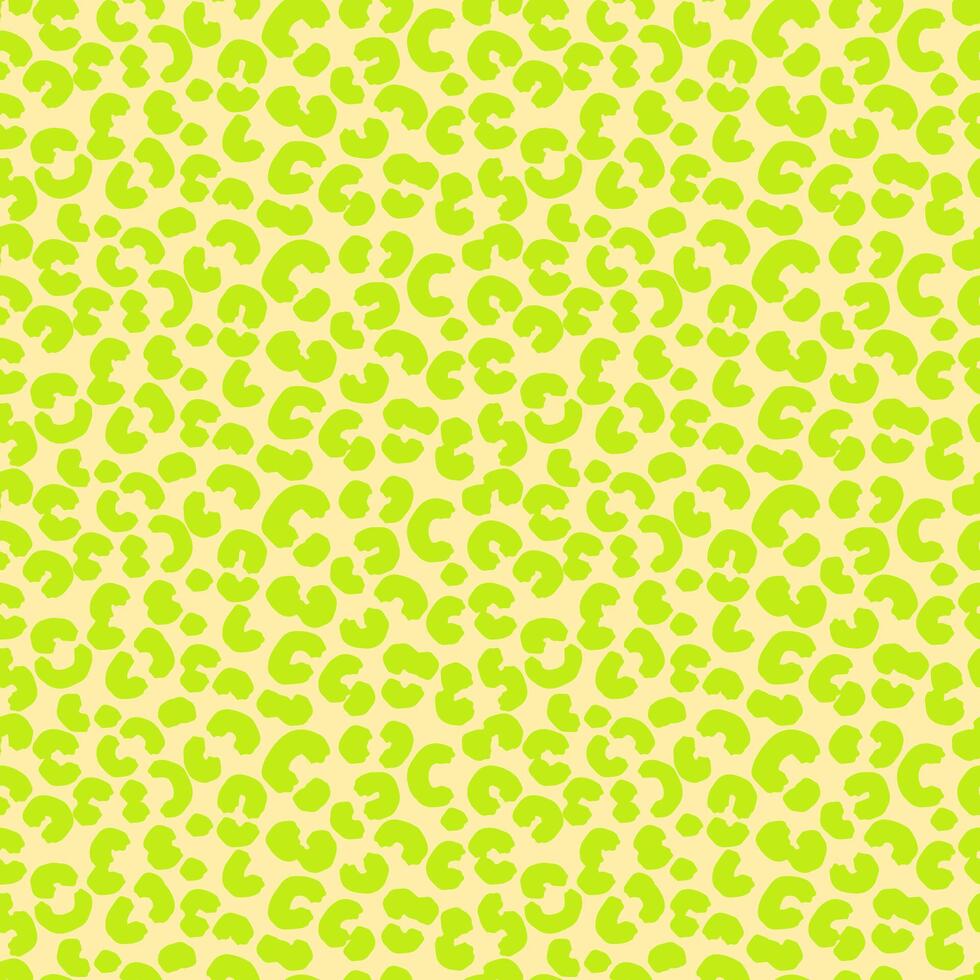 Seamless animal print pattern with bold green spots on a yellow background. Trendy and modern design for textiles, fashion, wrapping paper, and digital projects vector