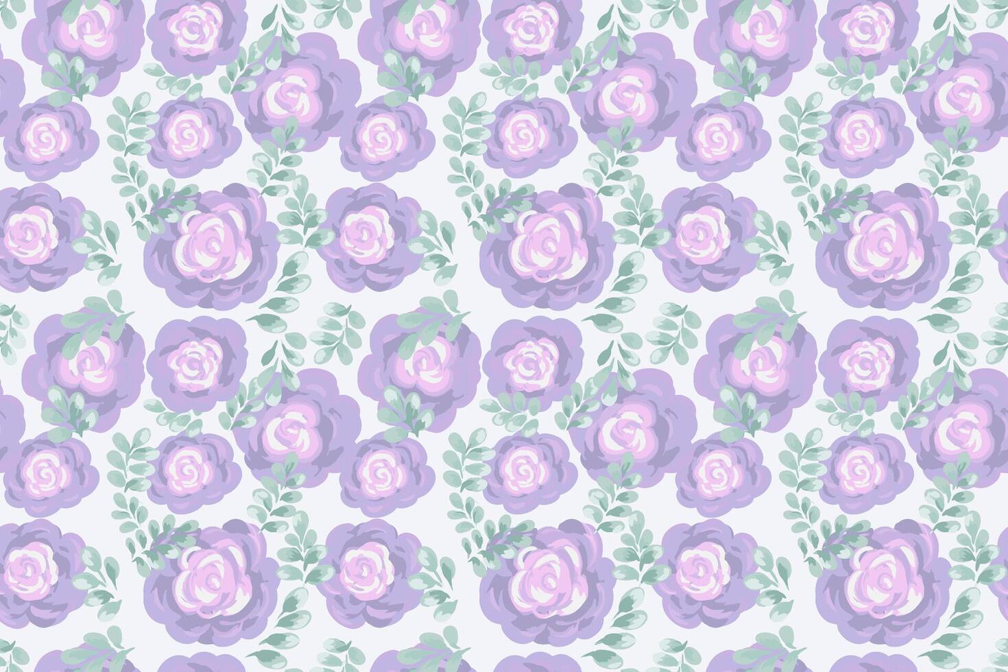 Seamless floral pattern with hand painted roses and leaves on a pastel background. Elegant and romantic design, ideal for textiles, wallpapers, stationery, packaging, and vintage decor. vector