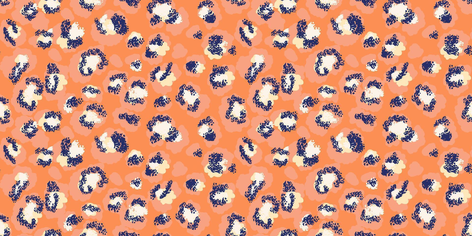 Bright leopard-inspired pattern with abstract spots in orange and white shades on a vibrant orange background. Bold, modern design animal print perfect for fashion, textiles, digital ar vector