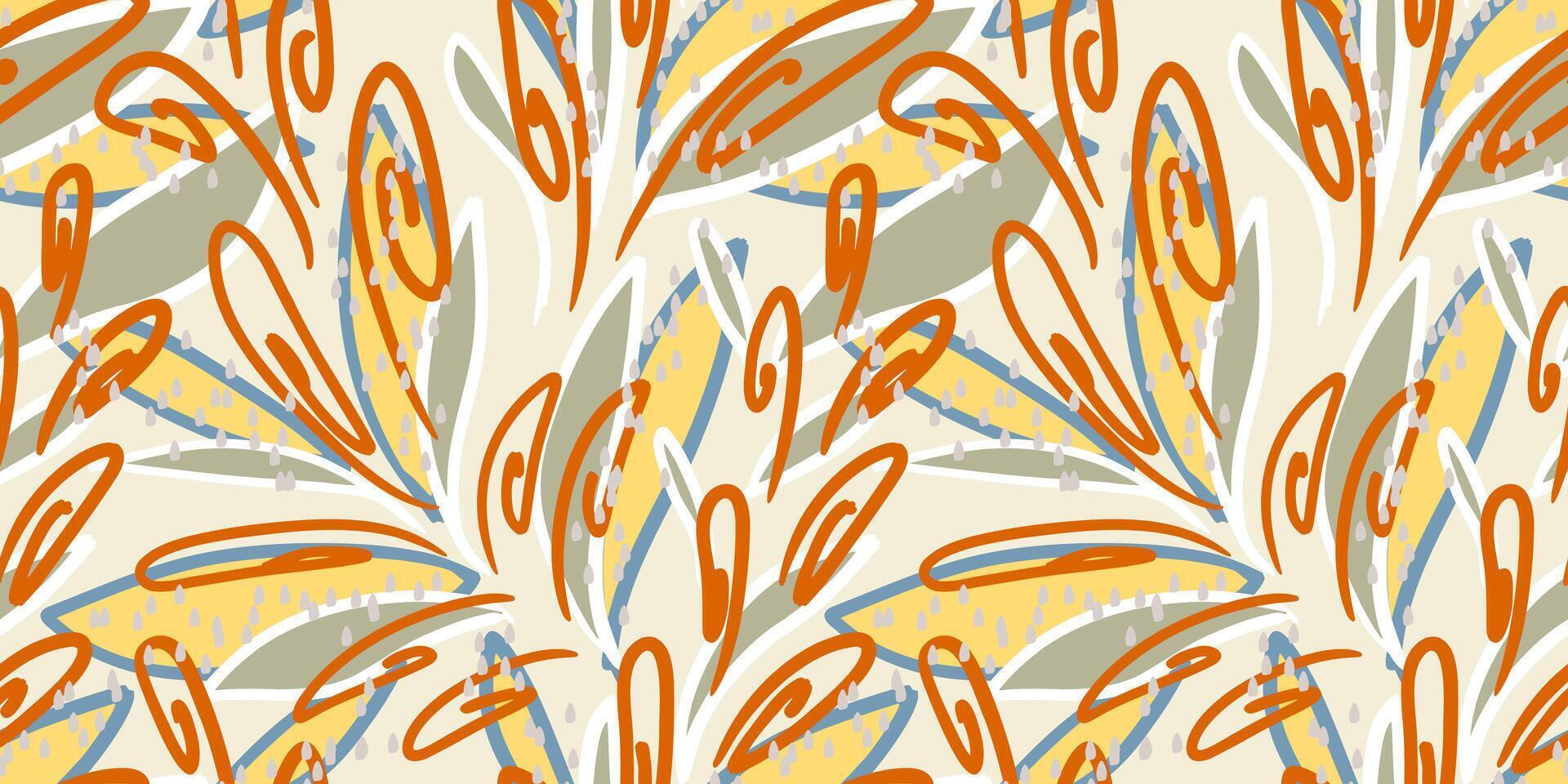 Colorful seamless pattern with abstract swirling shapes. Unique organic shapes, flowing lines, and dynamic composition print. Contemporary design for fabric, wrapping paper, and home decor vector