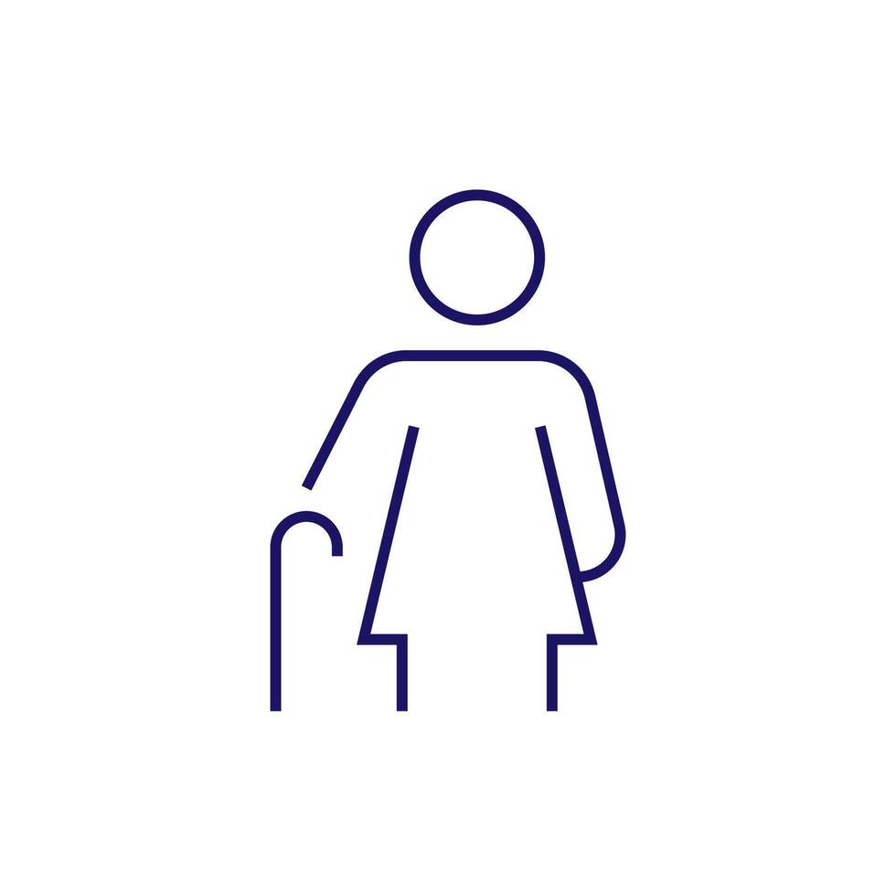 Disabled Female Minimalistic Outline Icon for Web and Graphic Design, Apps, Banners, Social Network and Cards vector