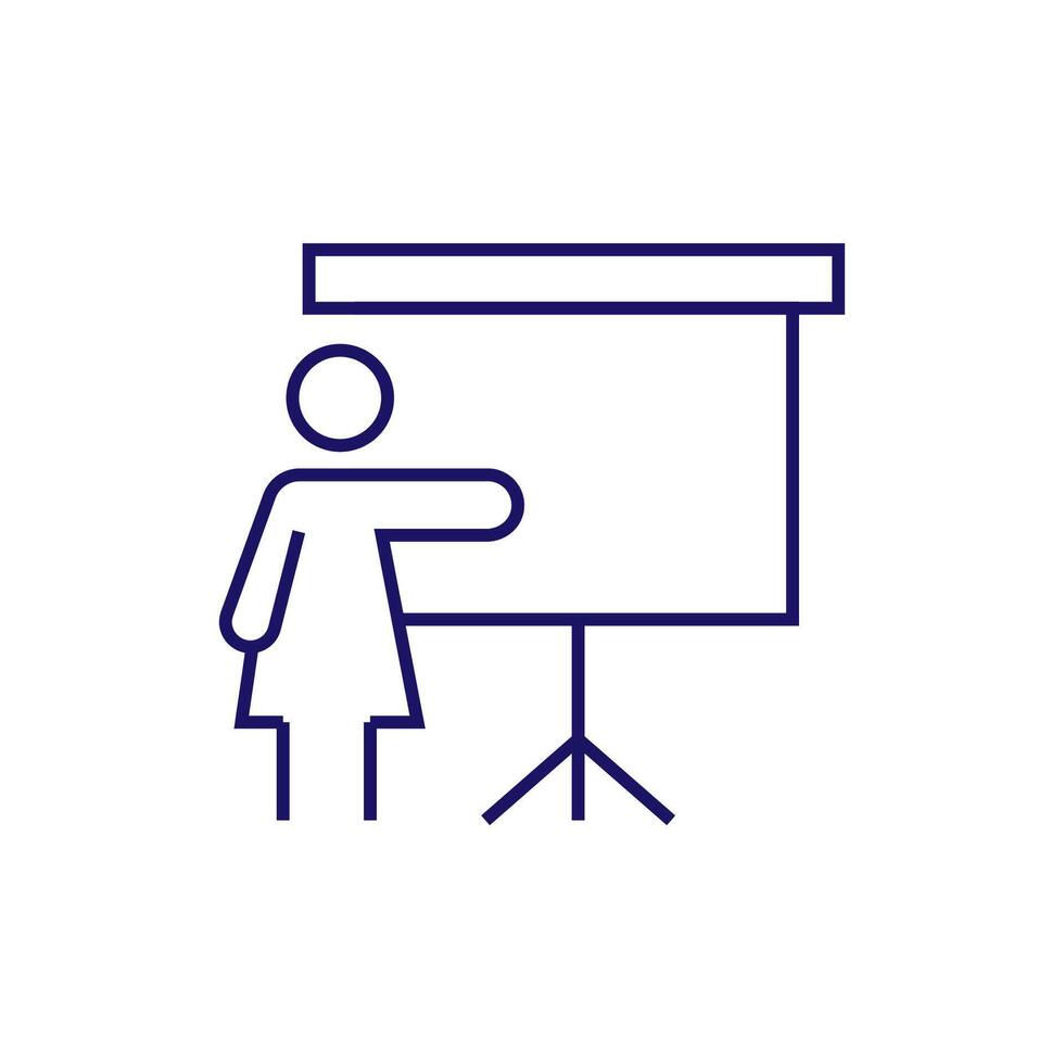 Female User and Presentation Board Minimalistic Symbol for Web and Graphic Design, Apps, Banners, Social Network and Cards vector