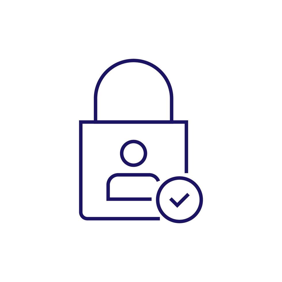 User on Door Lock Minimalistic Linear Pictogram for Web and Graphic Design, Apps, Banners, Social Network and Cards vector