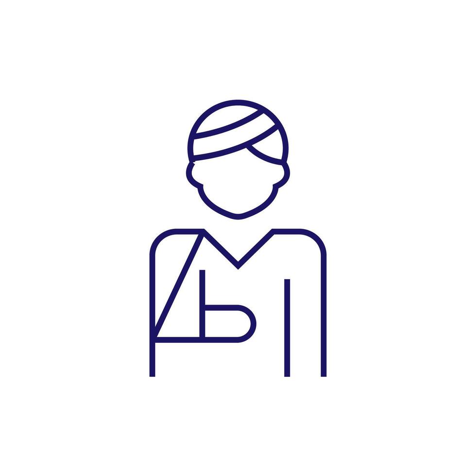 Faceless Man with Injury Minimalistic Line Icon for Web and Graphic Design, Apps, Banners, Social Network and Cards vector
