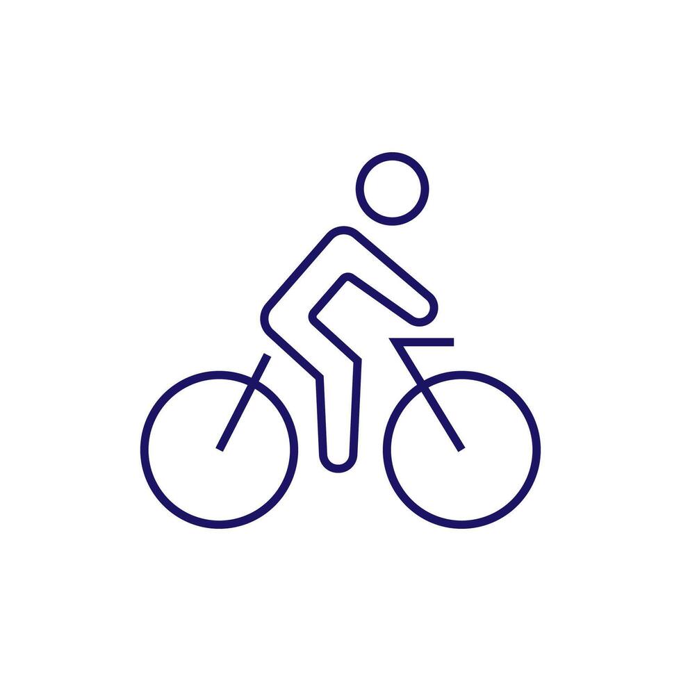 Thin Icon of Person on Bicycle for Graphics, Concept, Apps vector