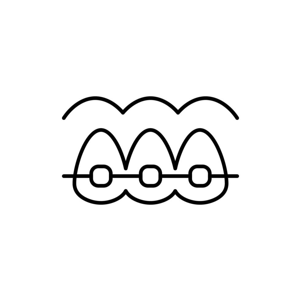 Braces on Teeth Minimalistic Line Icon for Web and Graphic Design, Apps, Banners, Social Network and Cards vector