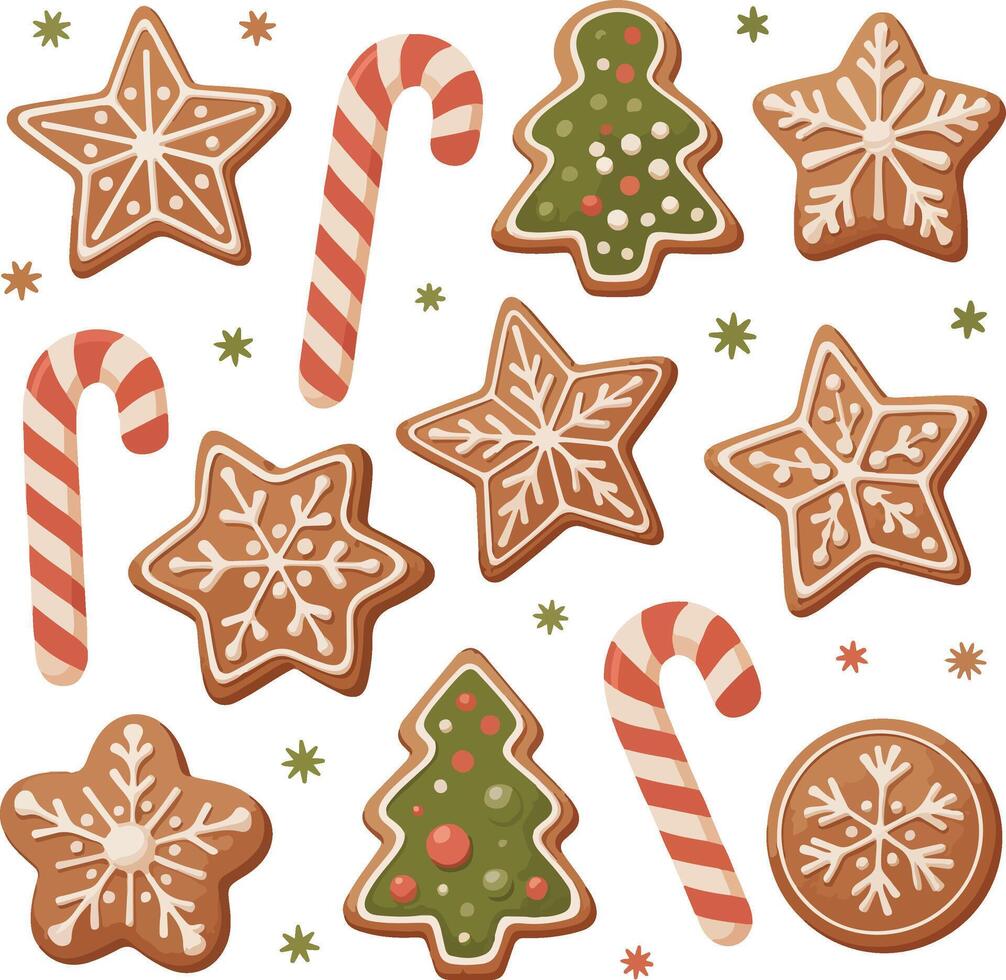 Christmas cookies and candies on a white background vector