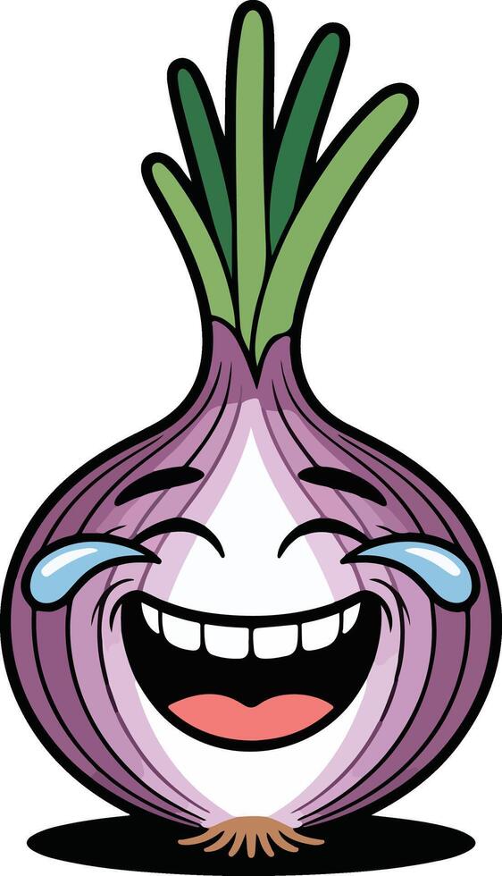 An onion cartoon character with a smile on its face vector