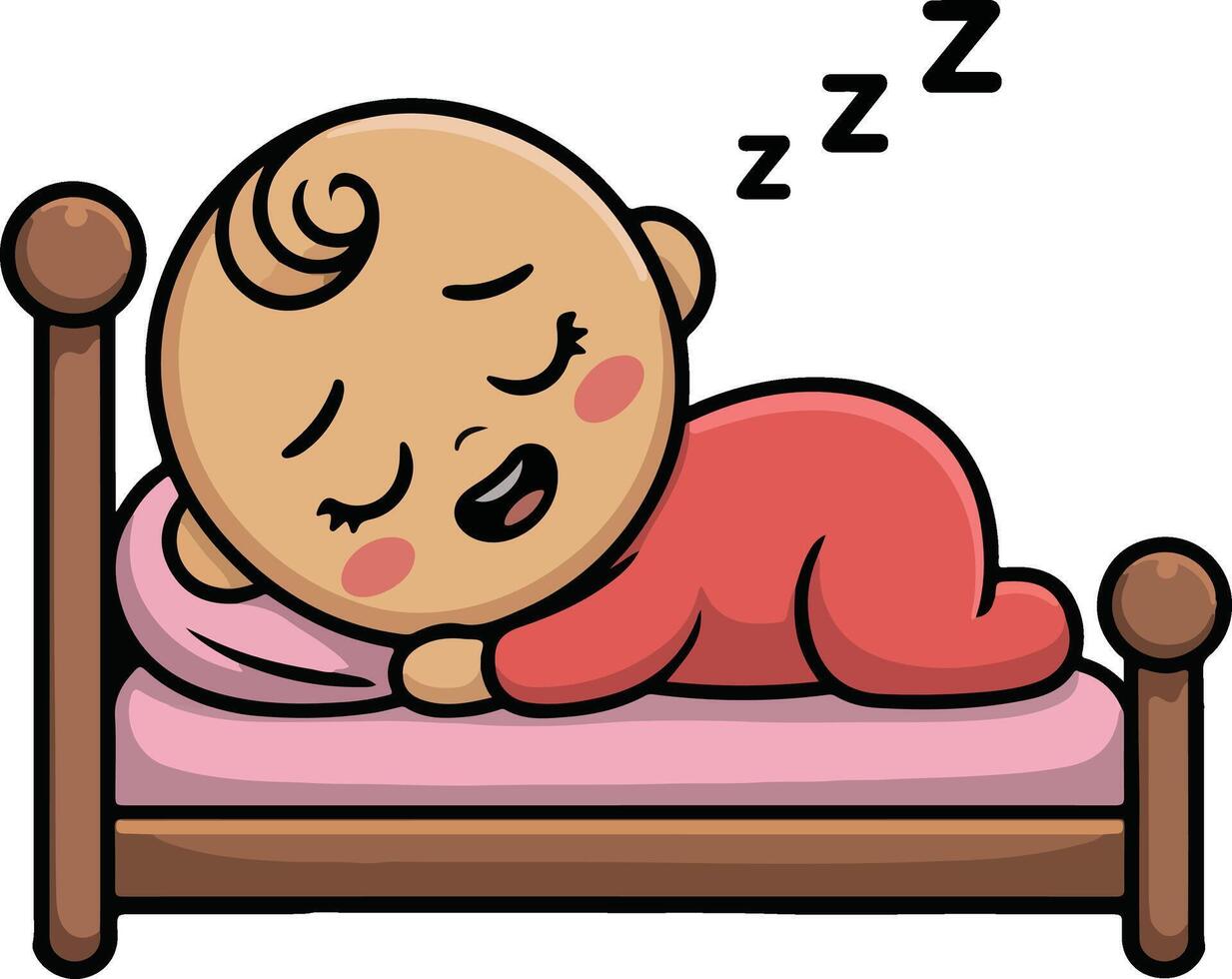 A cartoon baby sleeping in bed vector