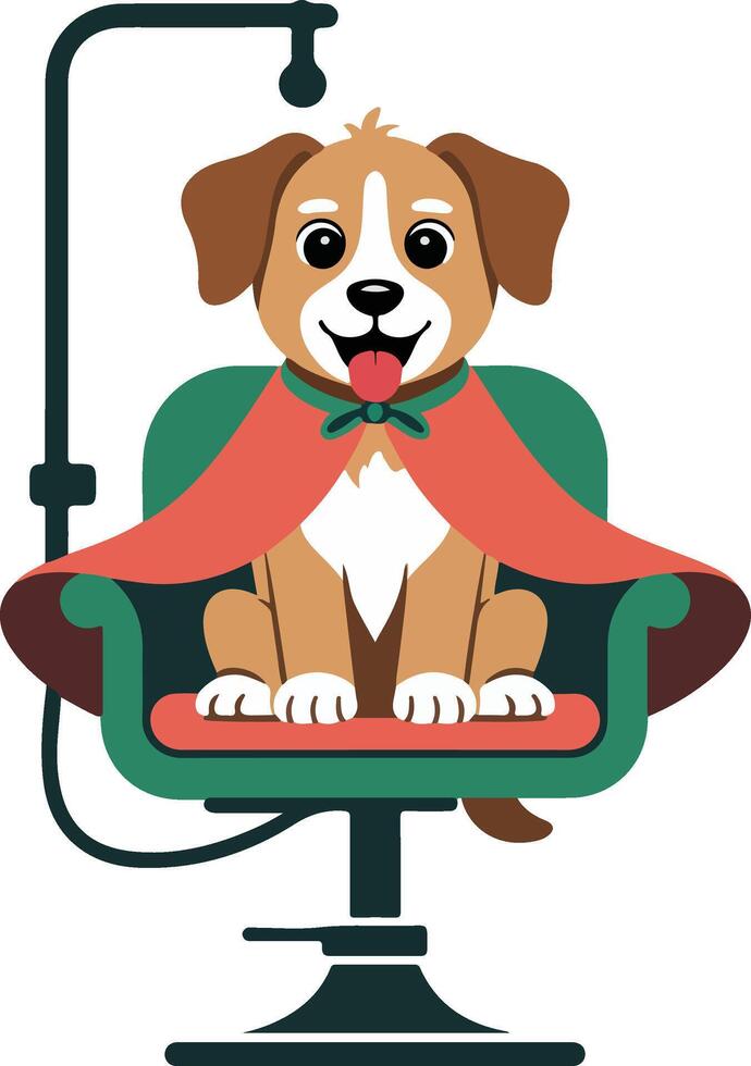 A dog sitting in a chair with a cape vector