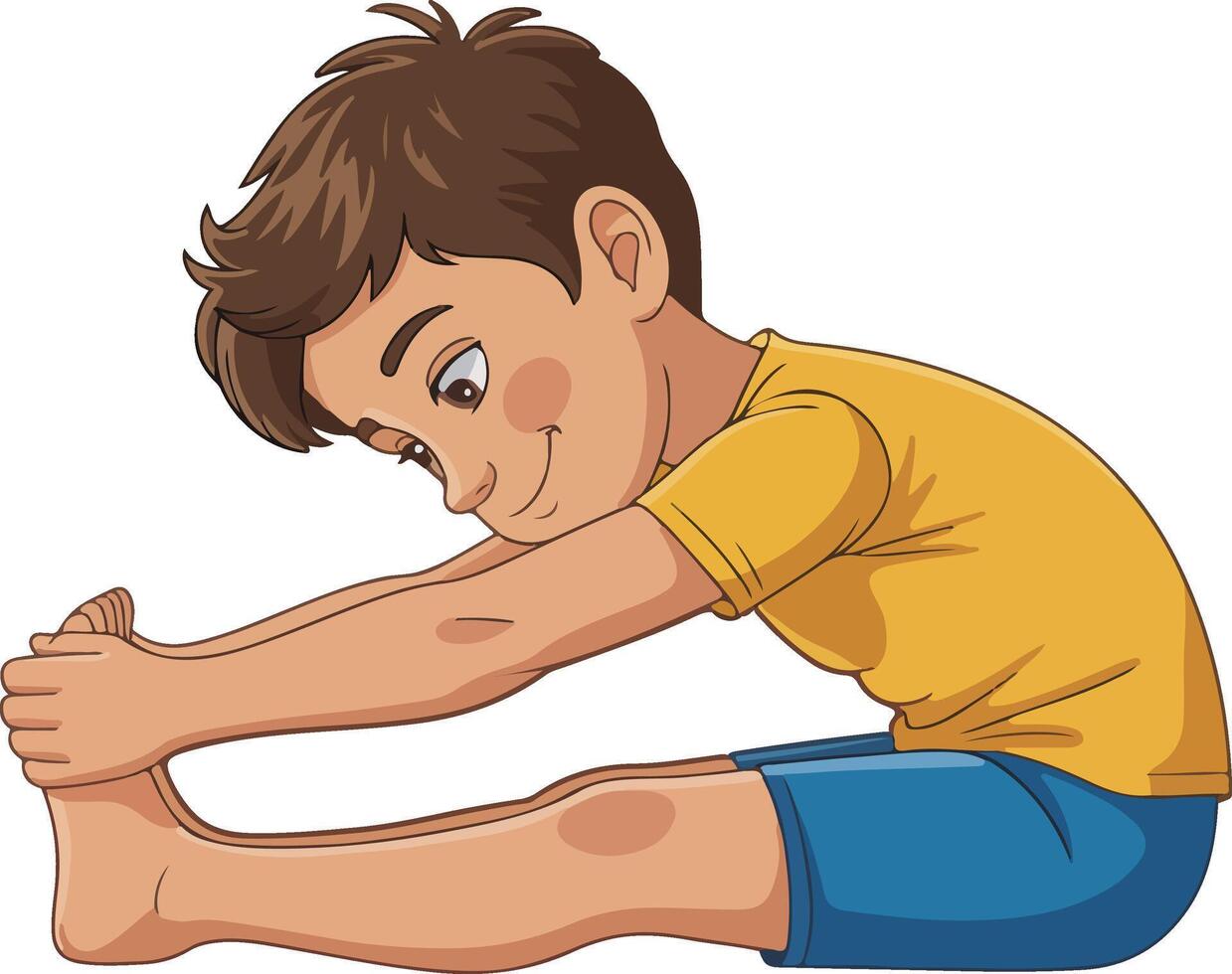 Boy doing stretching exercises vector