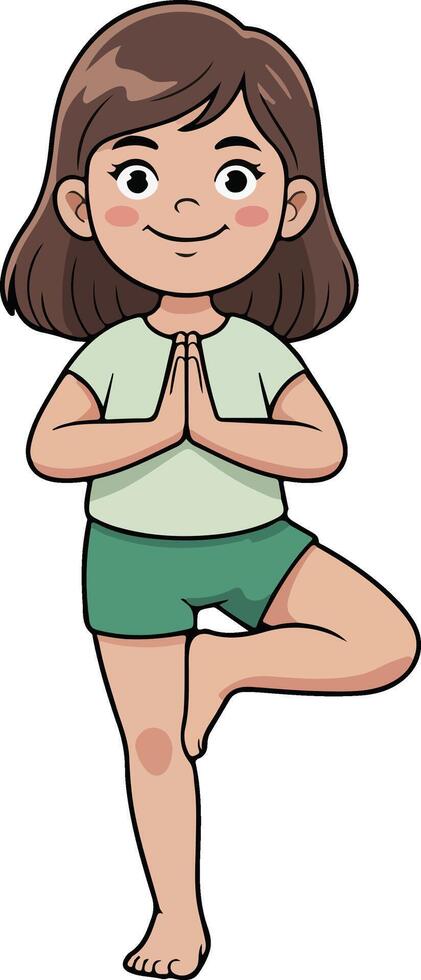 A cartoon girl doing yoga vector